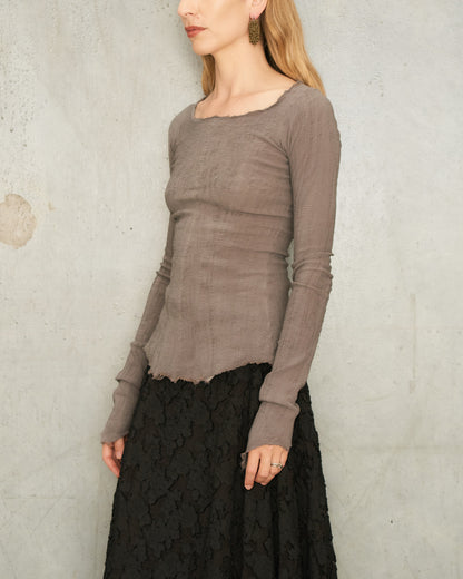 Marron Glace Stretch Long Sleeve