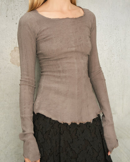 Marron Glace Stretch Long Sleeve