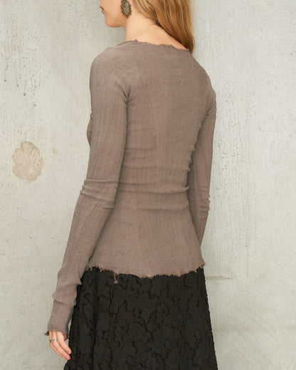 Marron Glace Stretch Long Sleeve