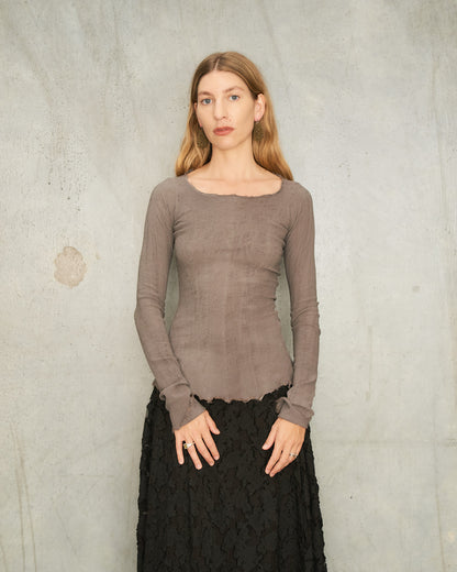 Marron Glace Stretch Long Sleeve