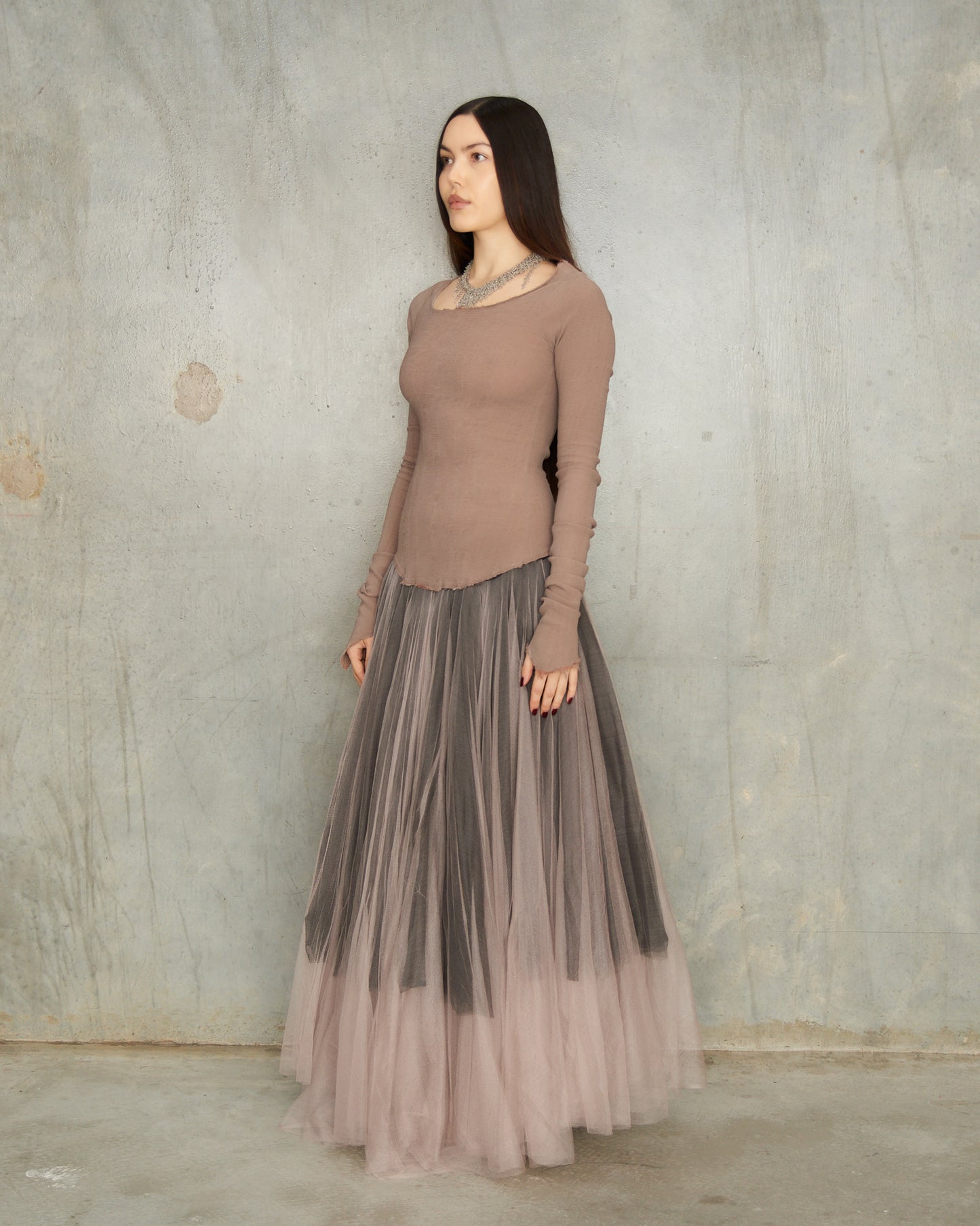 Mink Stretch Tulle Dress