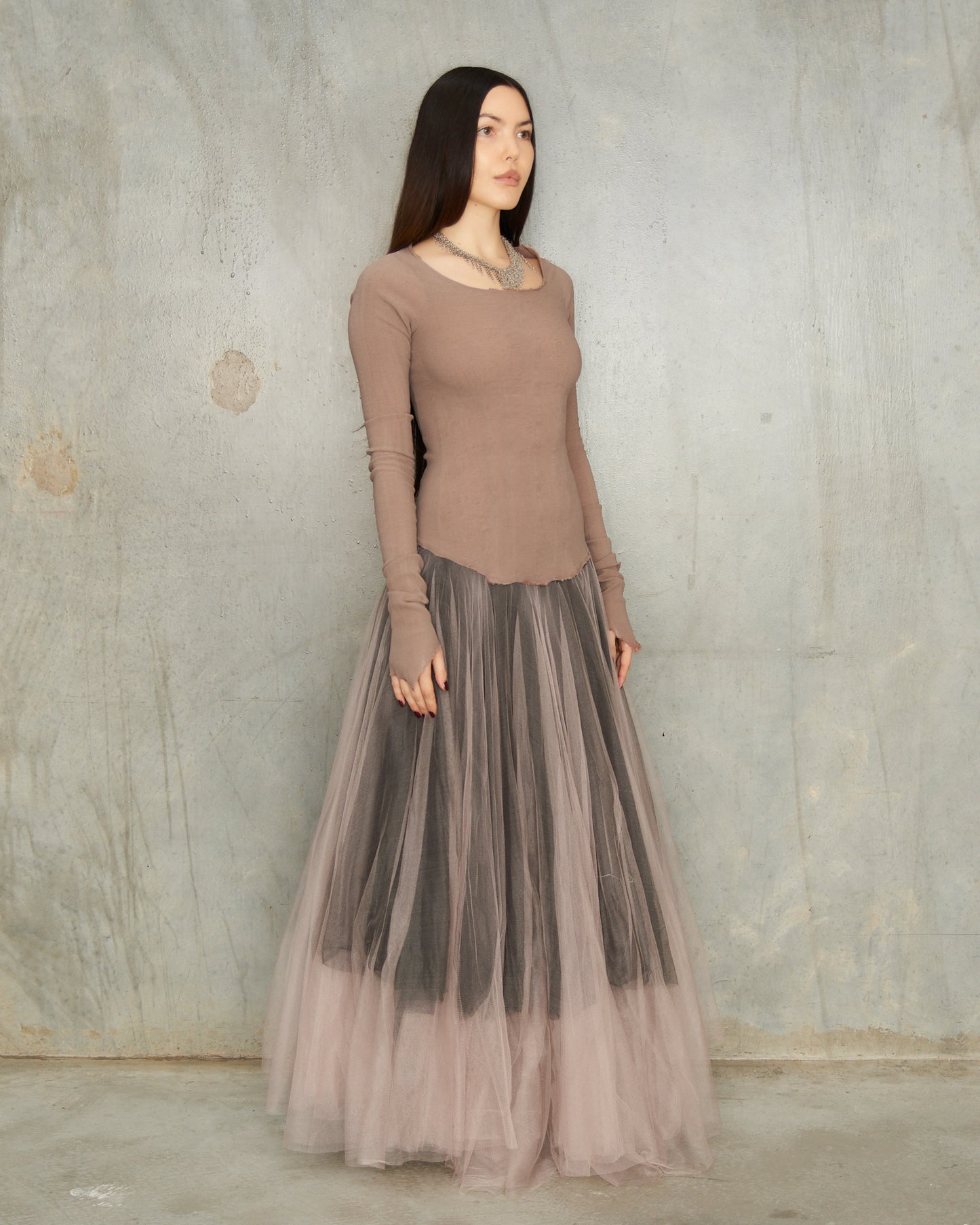 Mink Stretch Tulle Dress