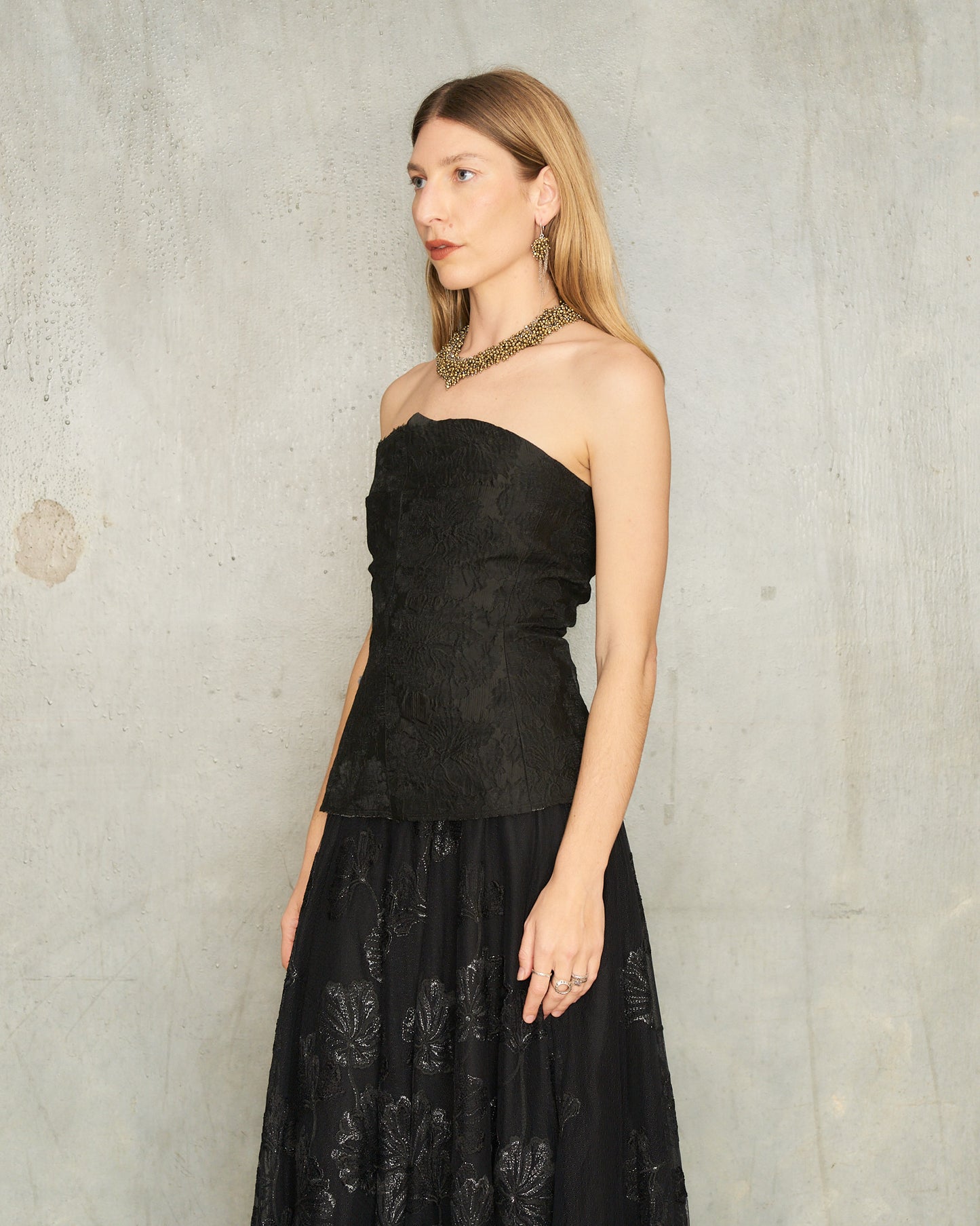 Noir Brocade Bustier