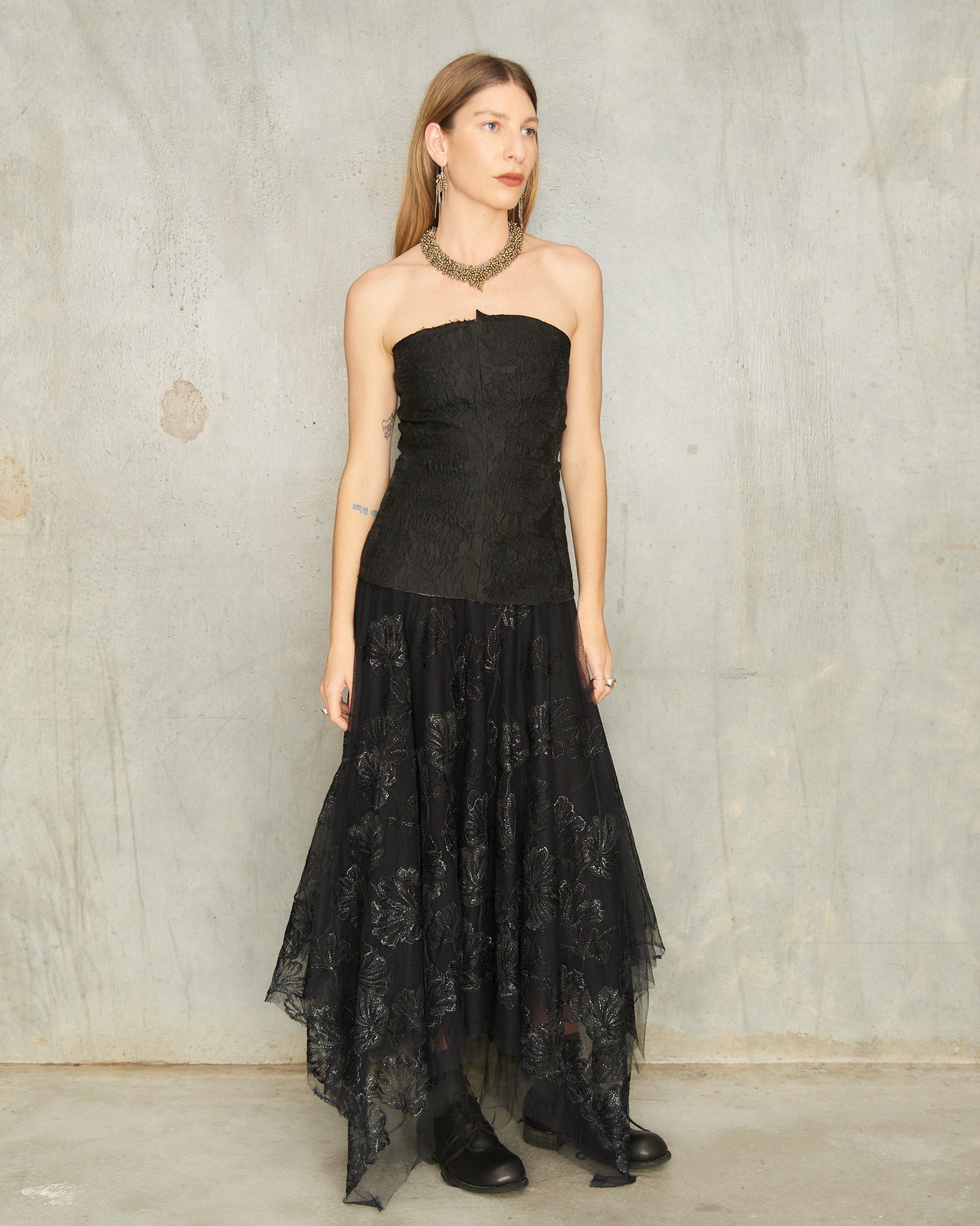 Noir Brocade Bustier