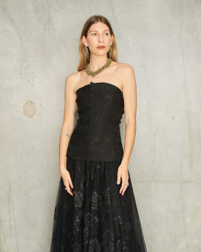 Noir Brocade Bustier