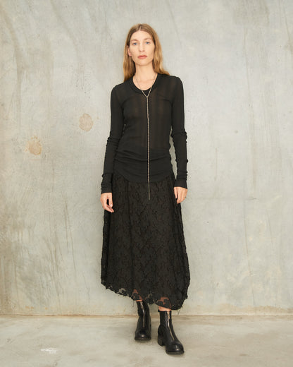 Noir Fleurs Lace Skirt