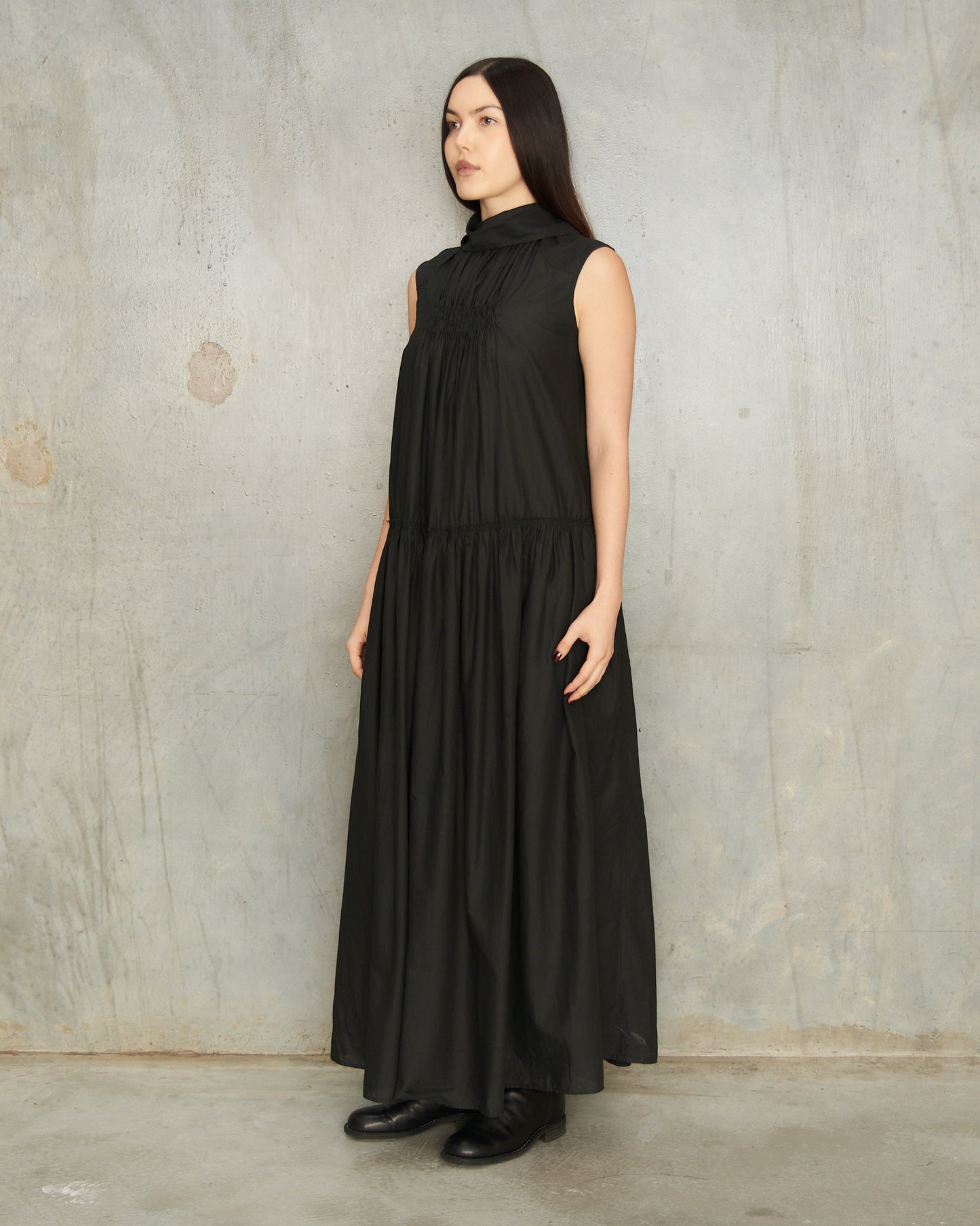 Noir Gathered Dress