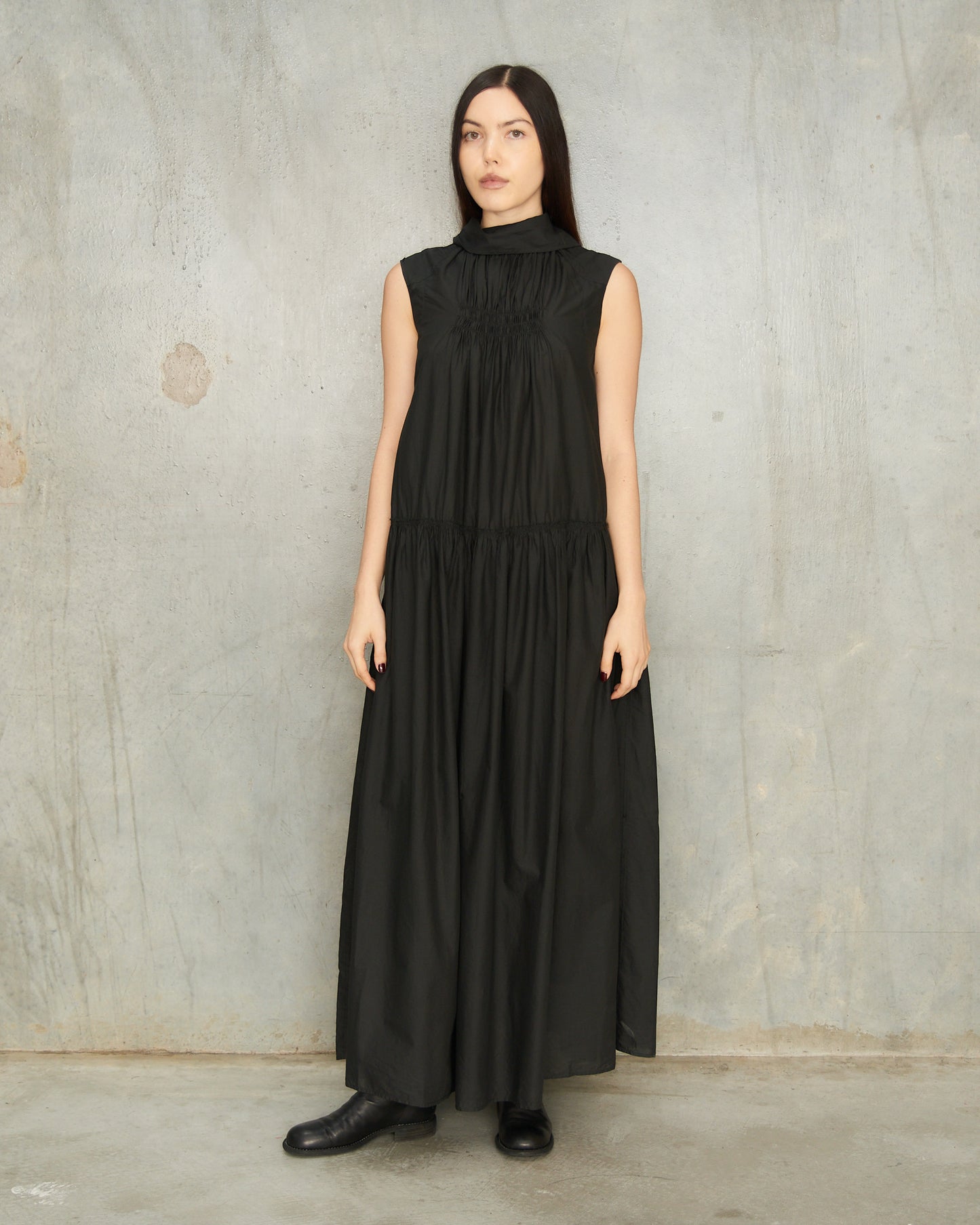 Noir Gathered Dress