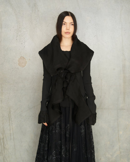 Noir Gathered Tulle Cardigan