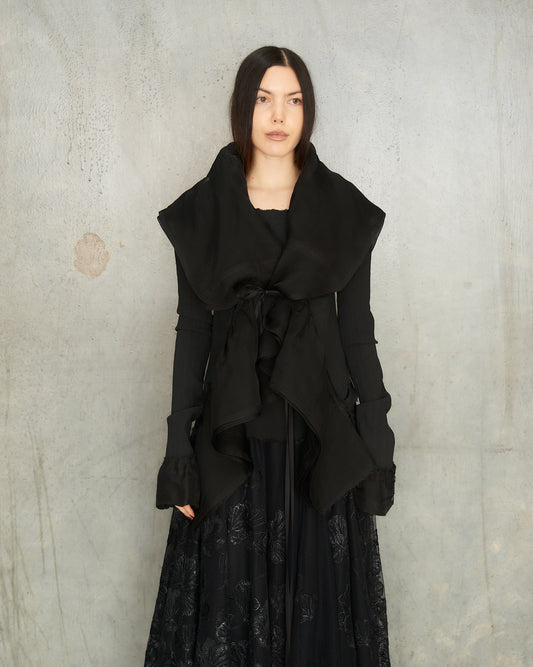 Noir Gathered Tulle Cardigan