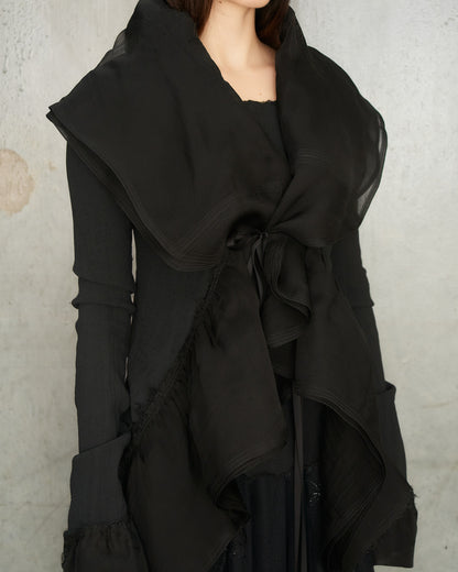 Noir Gathered Tulle Cardigan