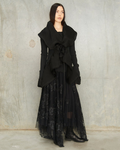 Noir Gathered Tulle Cardigan