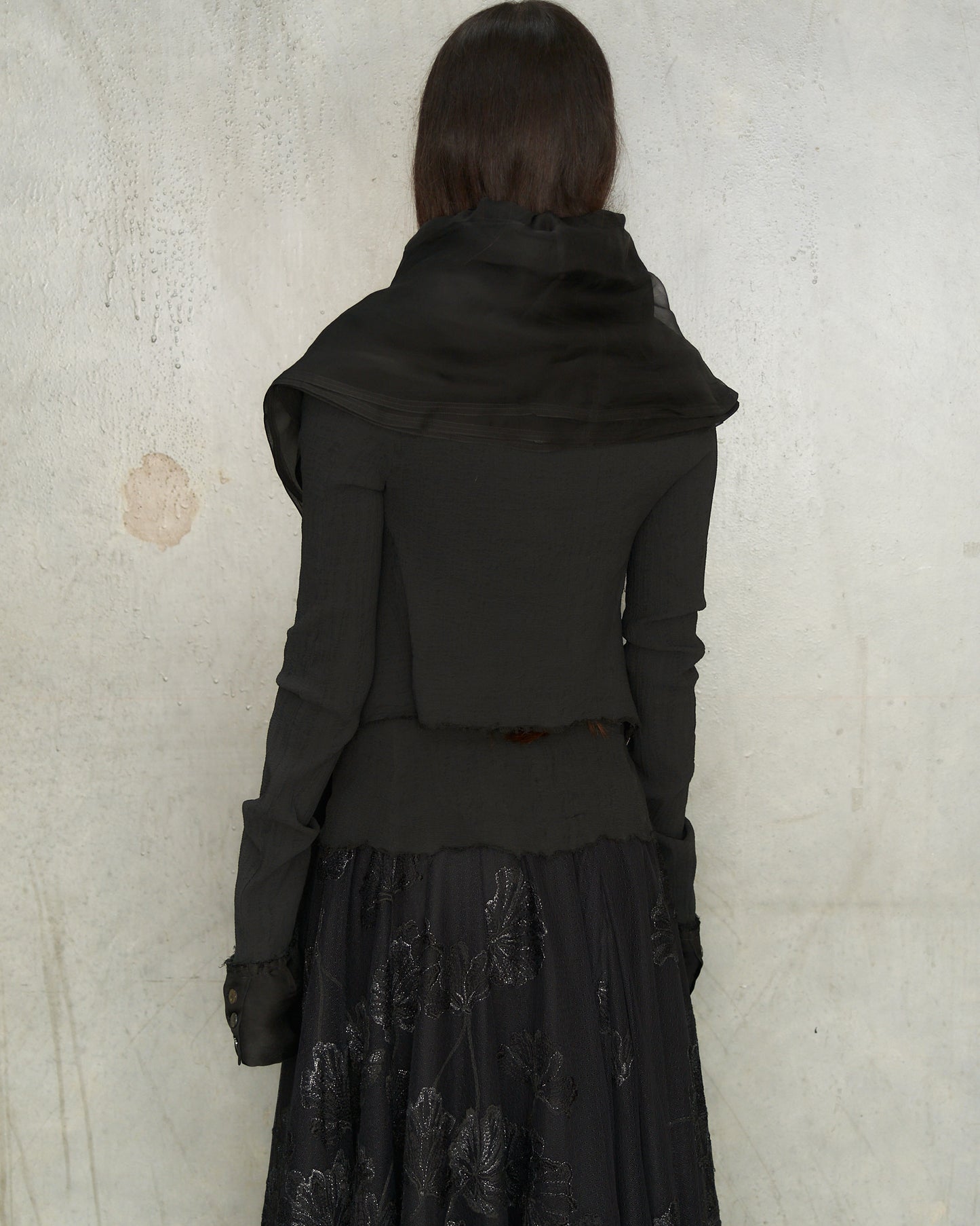 Noir Gathered Tulle Cardigan