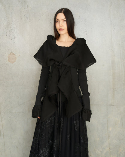 Noir Gathered Tulle Cardigan