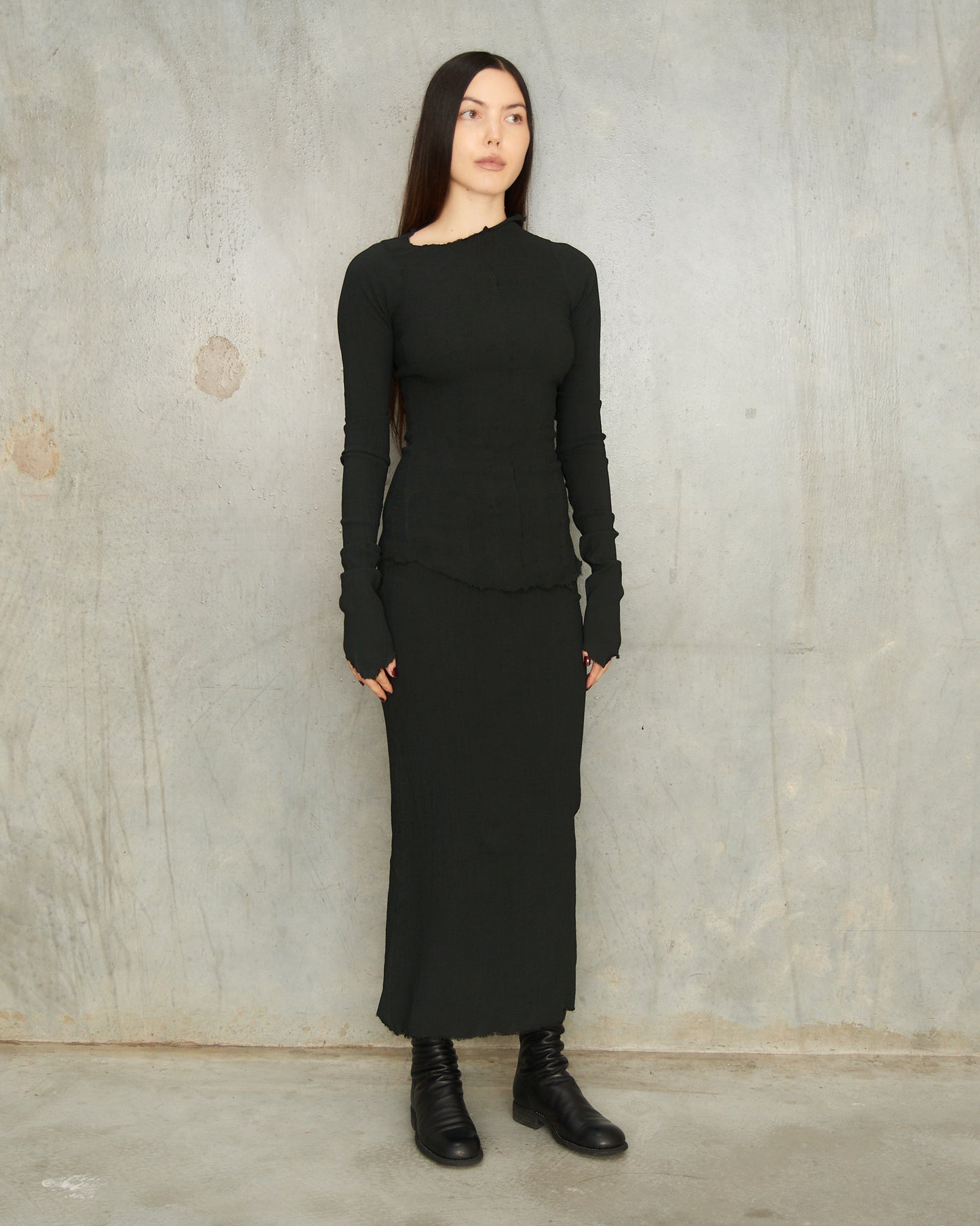 Noir Long Stretch Skirt
