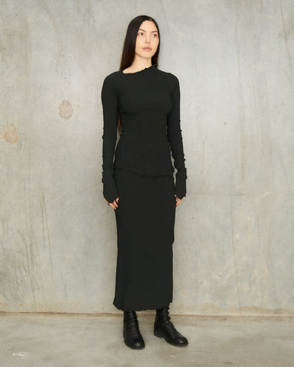 Noir Long Stretch Skirt