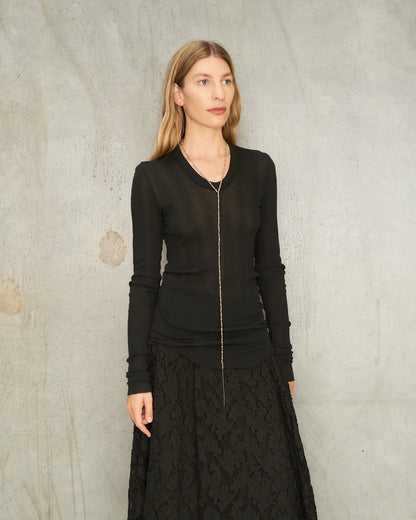 Noir Rib Jersey Long Sleeve Top