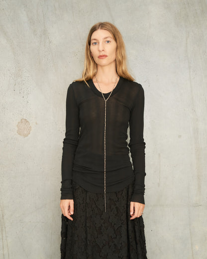 Noir Rib Jersey Long Sleeve Top