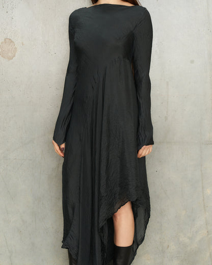 Noir Silk Asymmetric Dress