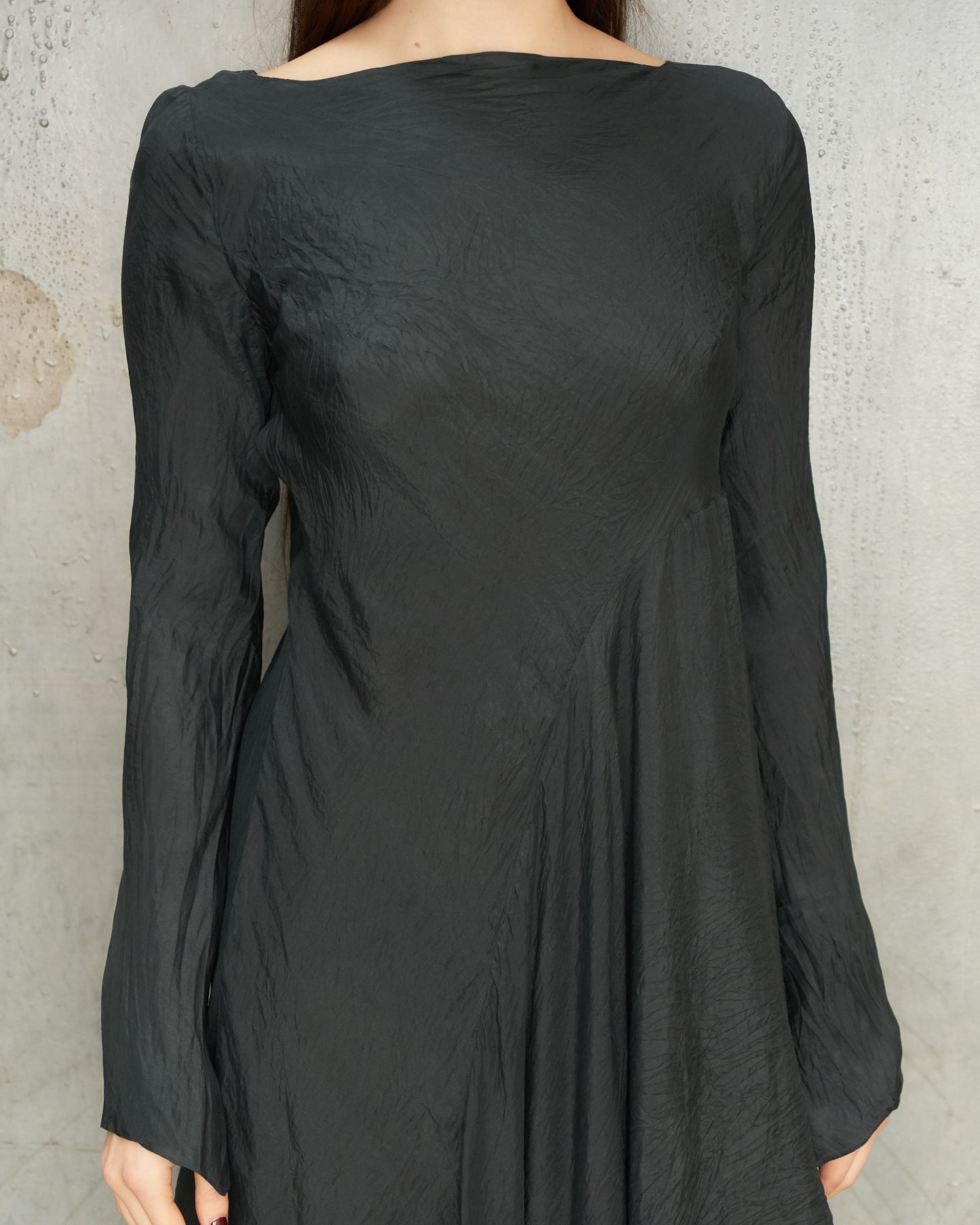 Noir Silk Asymmetric Dress