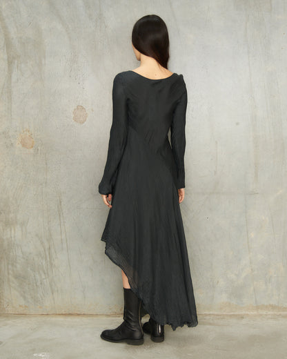 Noir Silk Asymmetric Dress