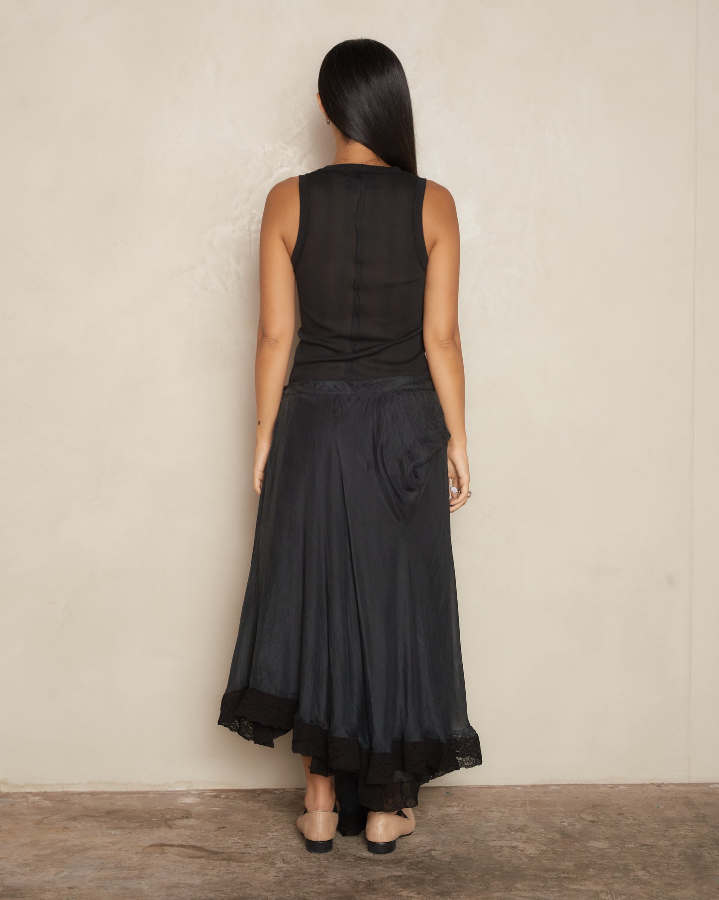 Noir Silk Lace Skirt