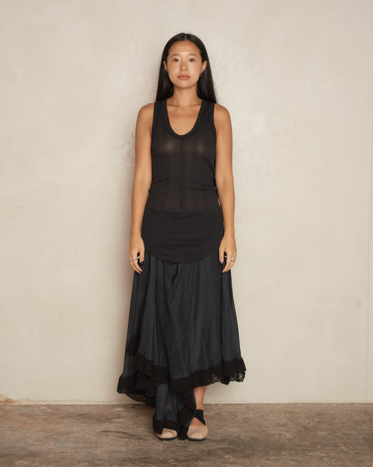 Noir Silk Lace Skirt