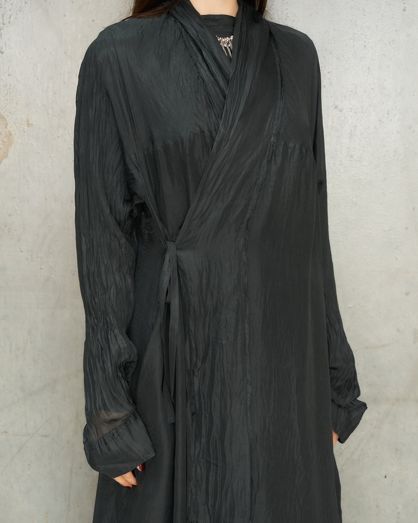 Noir Silk Long Coat