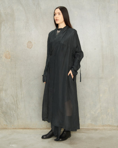 Noir Silk Long Coat