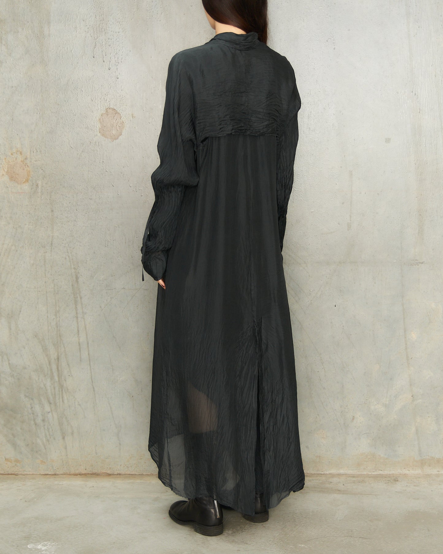 Noir Silk Long Coat