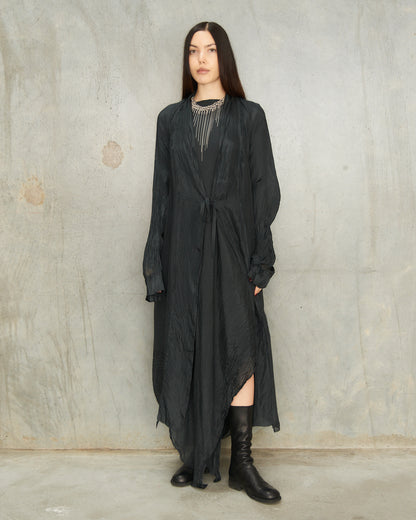 Noir Silk Long Coat