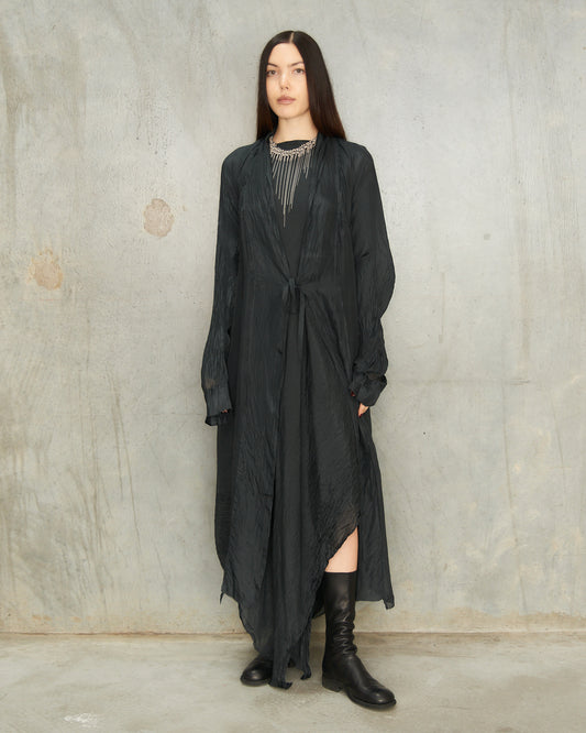 Noir Silk Long Coat