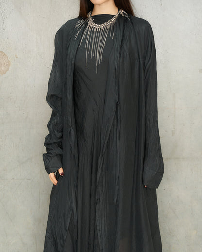Noir Silk Long Coat