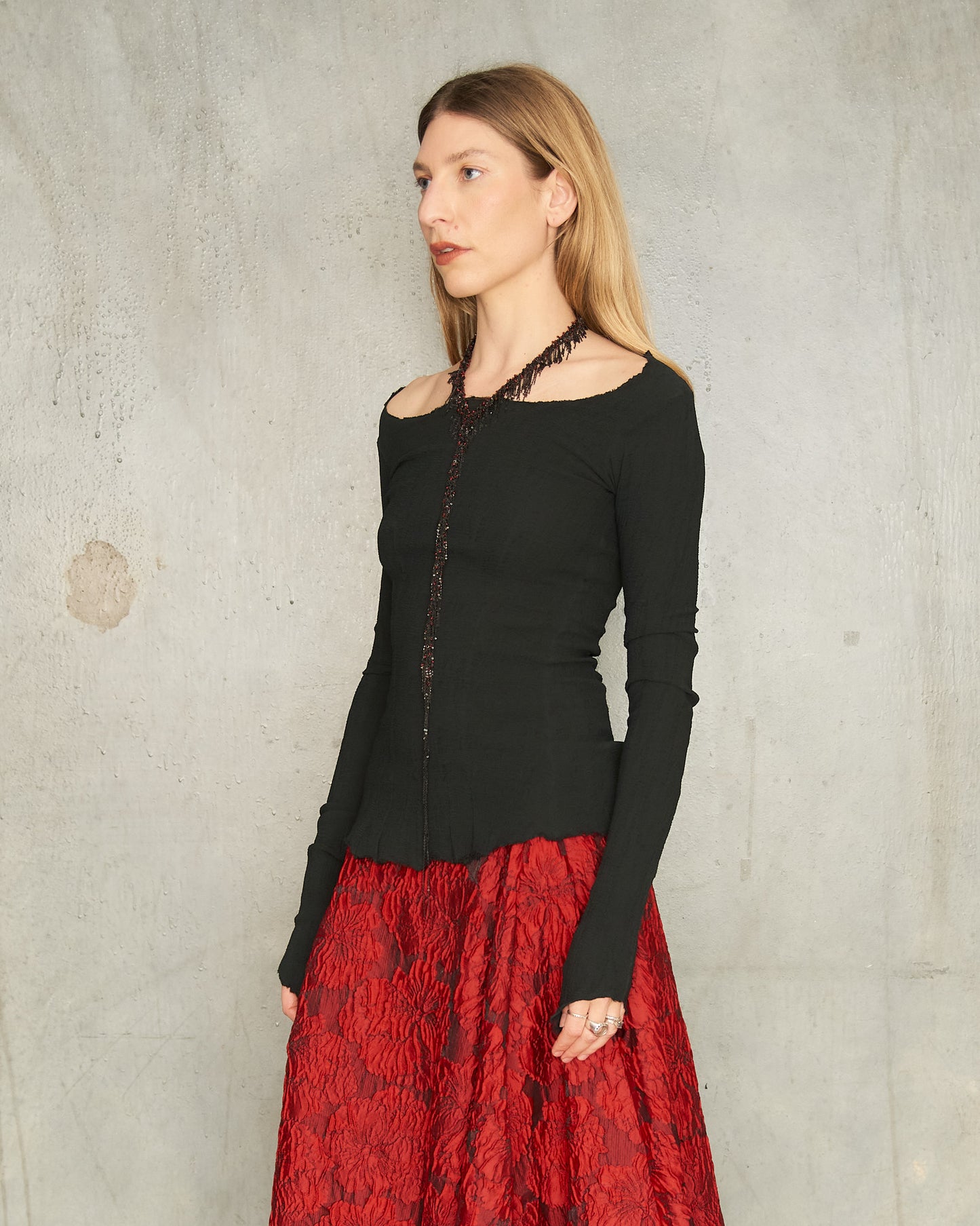 Noir Stretch Long Sleeve Top