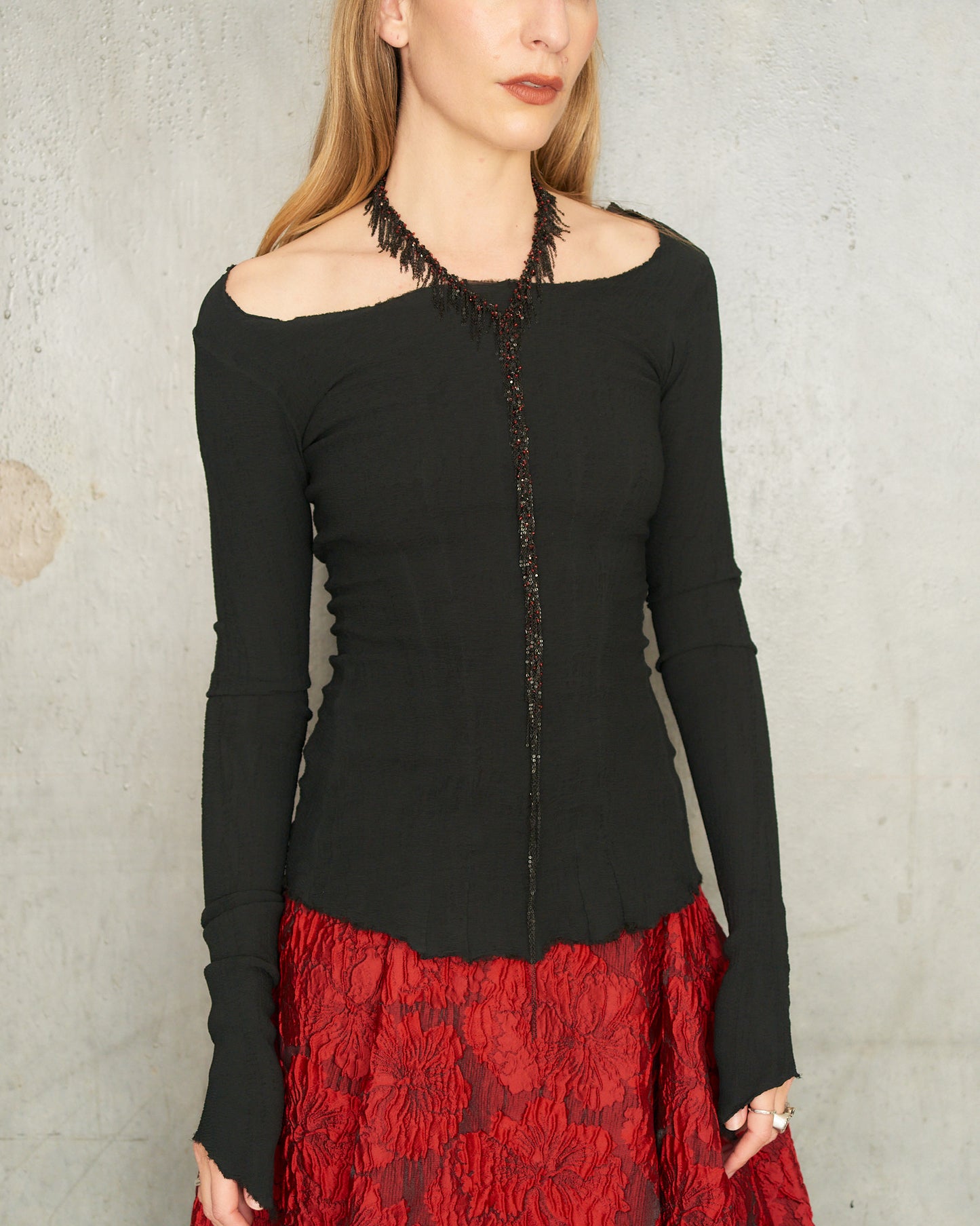 Noir Stretch Long Sleeve Top