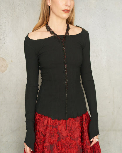 Noir Stretch Long Sleeve Top
