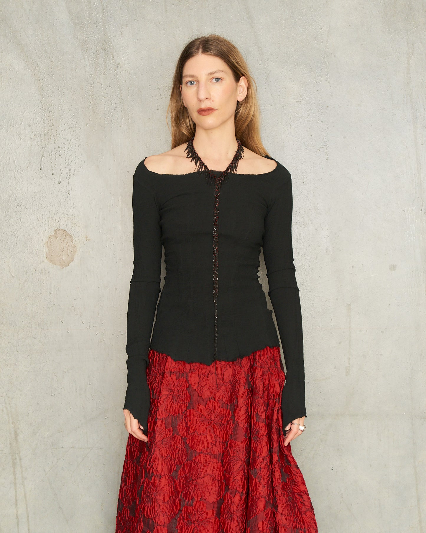 Noir Stretch Long Sleeve Top