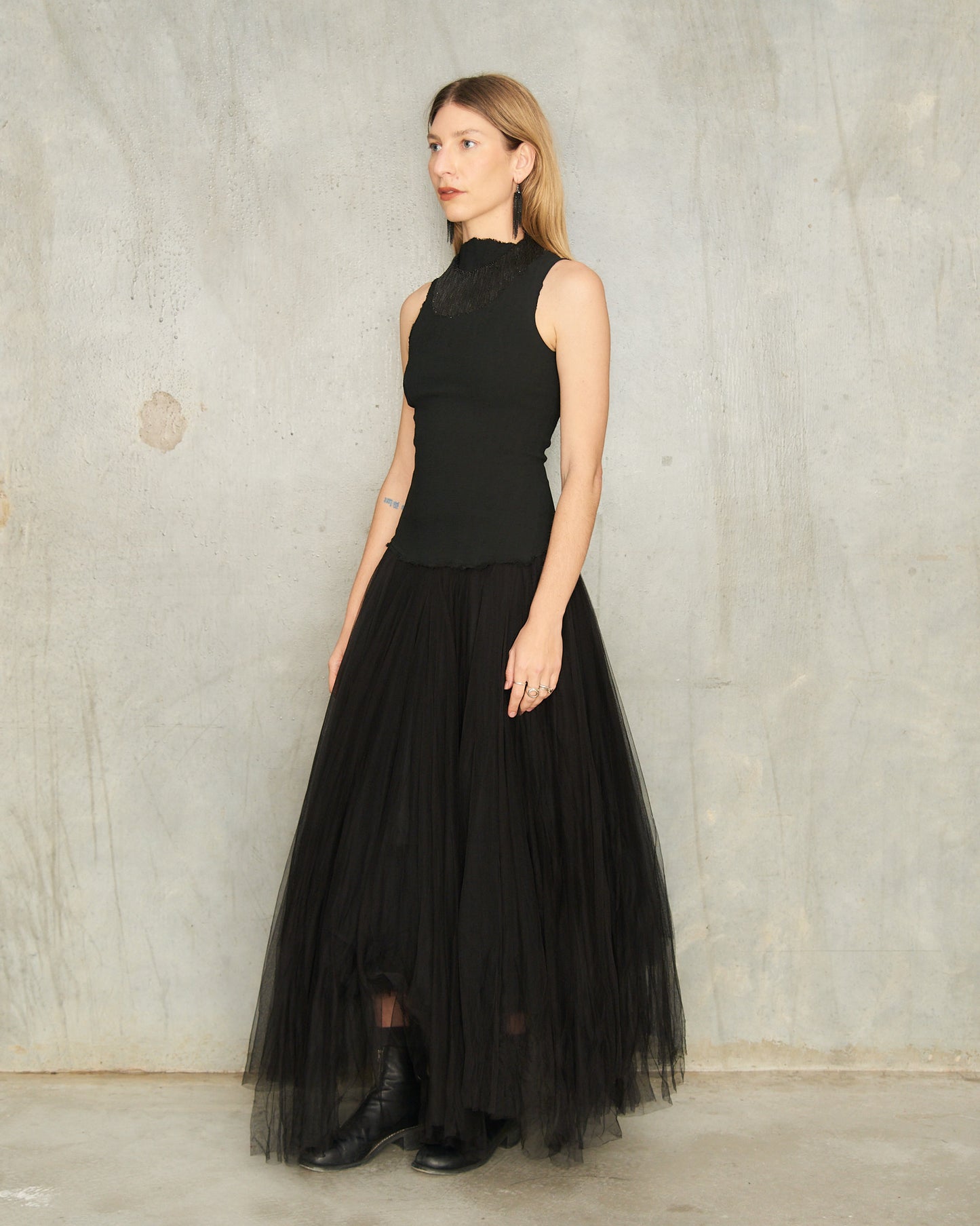 Noir Stretch Tulle Dress