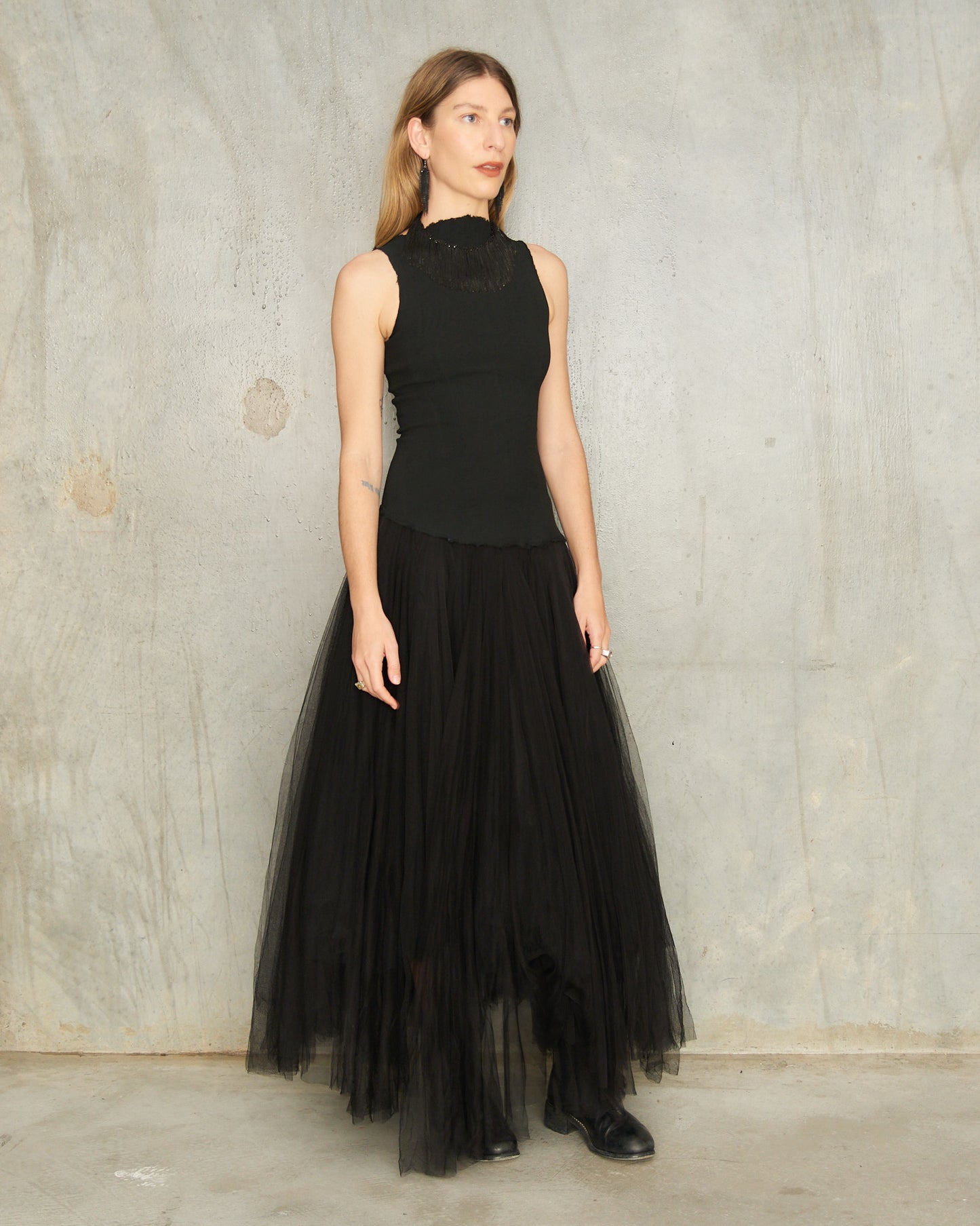 Noir Stretch Tulle Dress