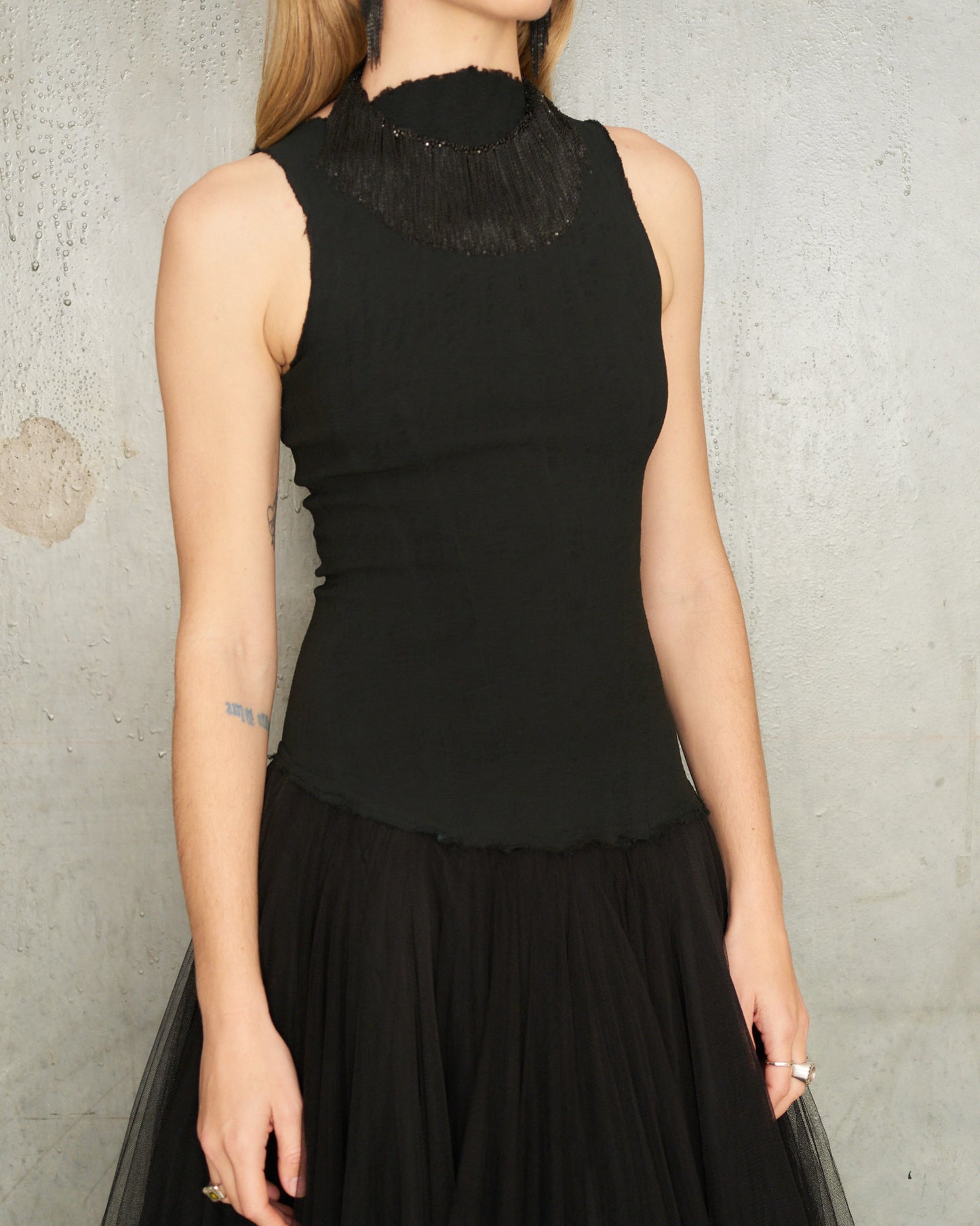 Noir Stretch Tulle Dress