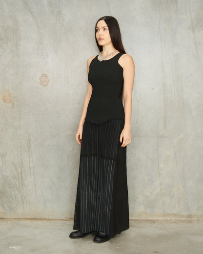 Noir Stripe Long Skirt