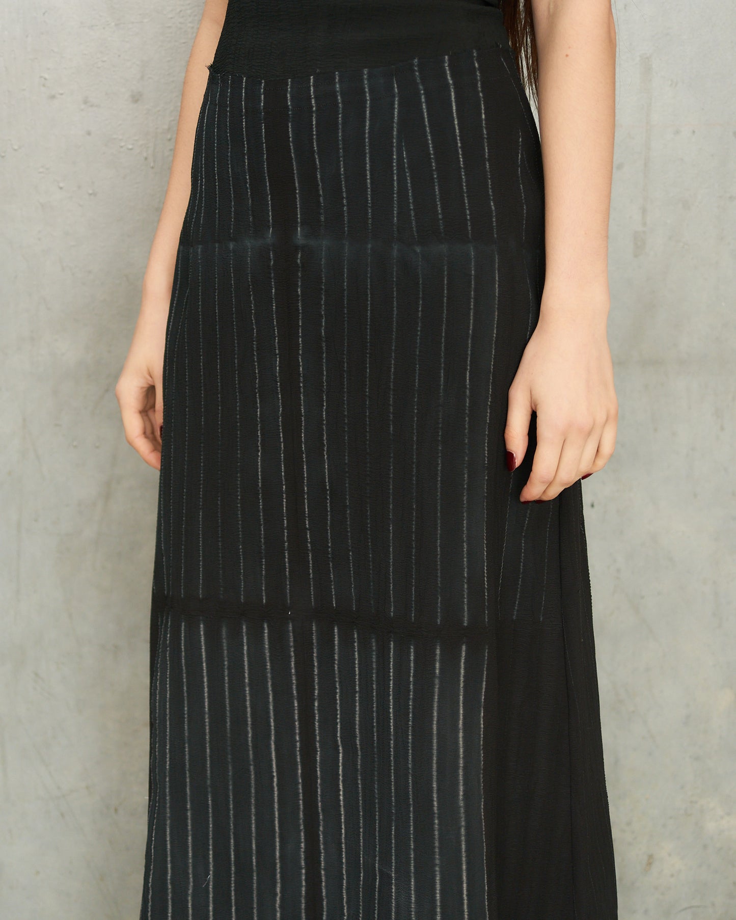 Noir Stripe Long Skirt
