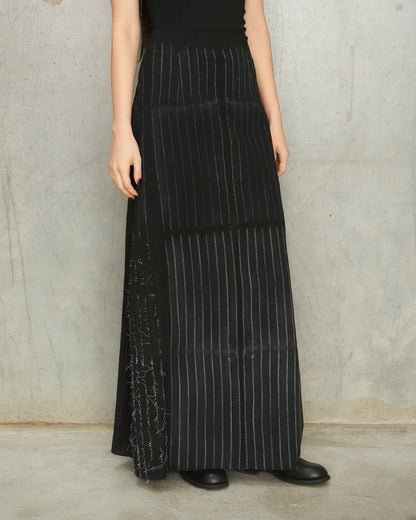 Noir Stripe Long Skirt