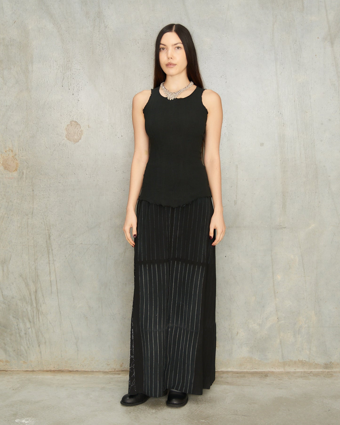 Noir Stripe Long Skirt
