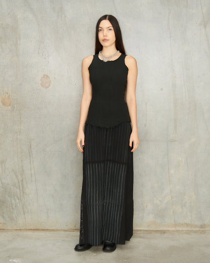 Noir Stripe Long Skirt