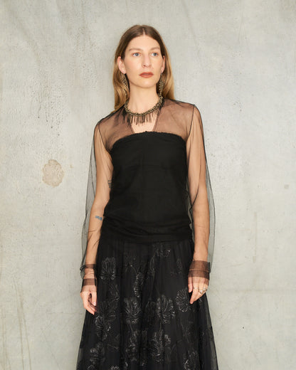 Noir Tulle Long Sleeve Top