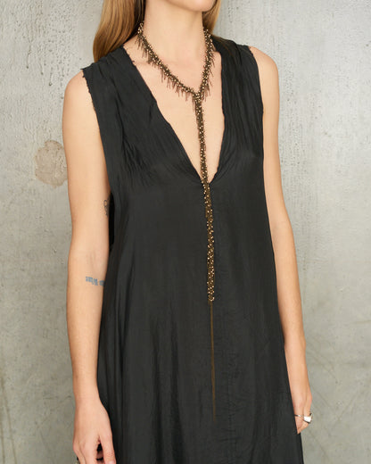 Noir V-Neck Silk Dress