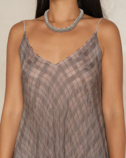 Rose Check Sleeveless Dress