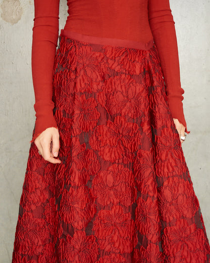 Rouge Brocade Barrel Skirt