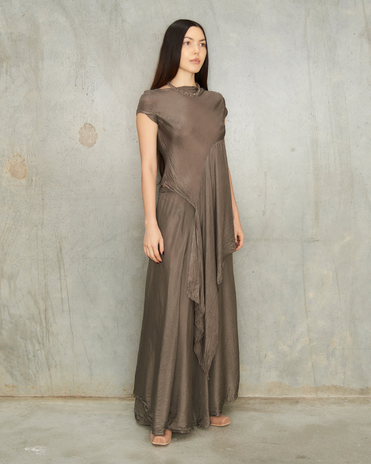 Zinc Silk Long Skirt